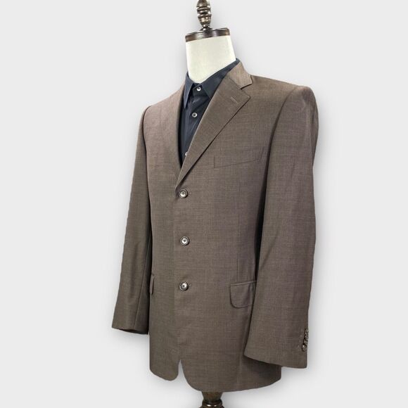 Ermenegildo Zegna Neiman Marcus Blazer Mens 42R 'Traveller' Brown Herringbone - Picture 2 of 12